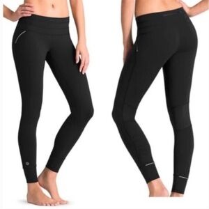 Athleta Black Relay Tights Running Reflective Leggings